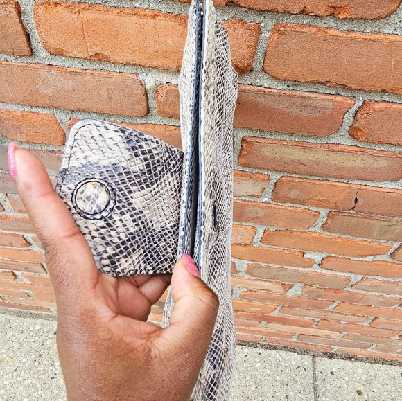 New Judith Ripka Patent Leather Snakeskin Print Clutch